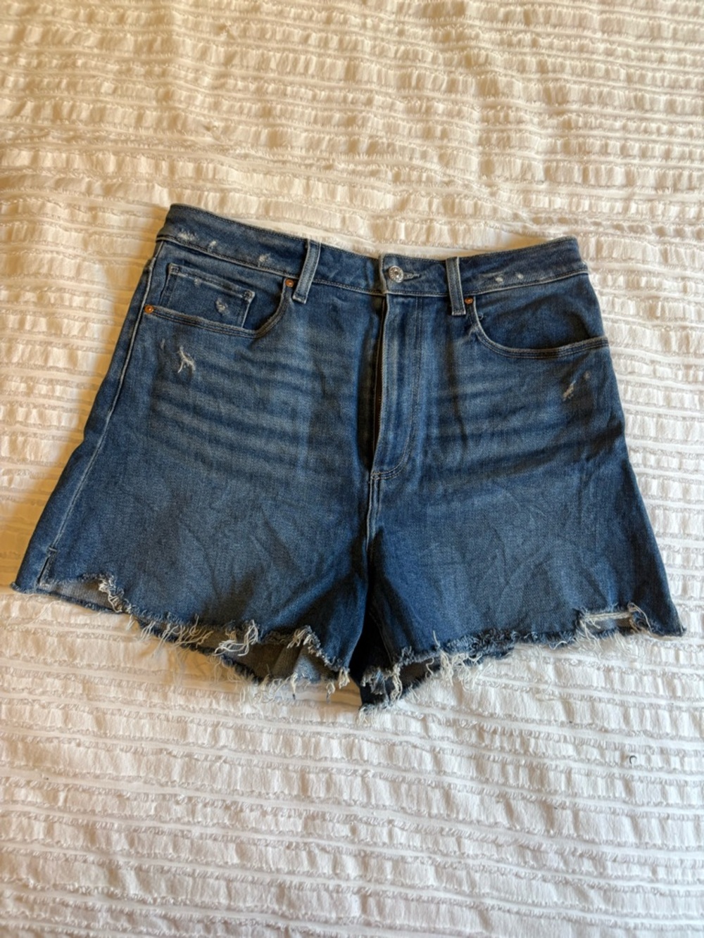 PAIGE Dark Blue Cutoff Denim Shorts